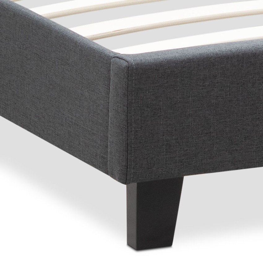 Κρεβάτι Flat υφασμάτινο χρώμα ανθρακί 160x200εκ.