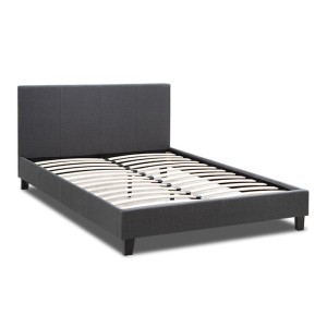 Κρεβάτι Flat υφασμάτινο χρώμα ανθρακί 140x190εκ.