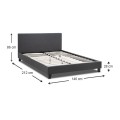 Κρεβάτι Flat υφασμάτινο χρώμα ανθρακί 140x190εκ.