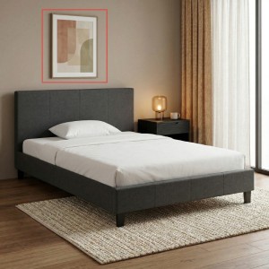 Κρεβάτι Flat υφασμάτινο χρώμα ανθρακί 120x200εκ.