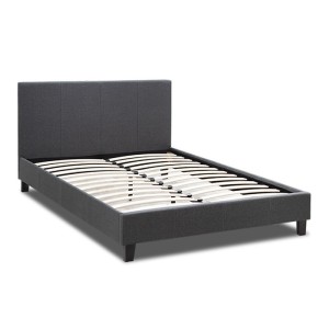 Κρεβάτι Flat υφασμάτινο χρώμα ανθρακί 120x200εκ.