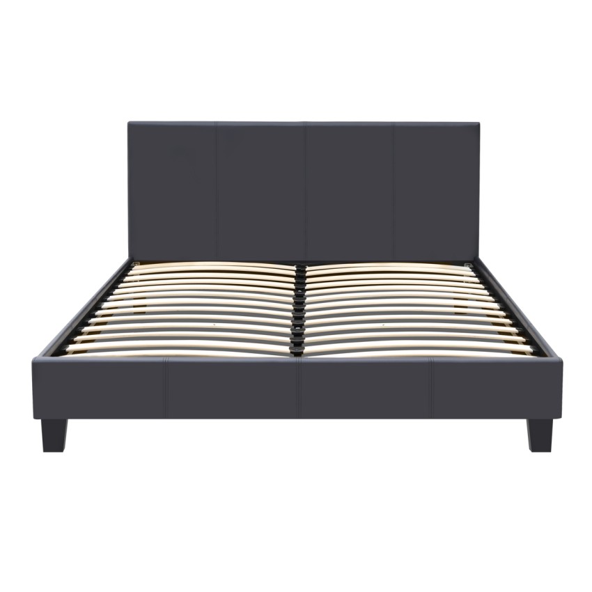 Κρεβάτι Flat από τεχνόδερμα χρώμα μαύρο ματ 150x200εκ.