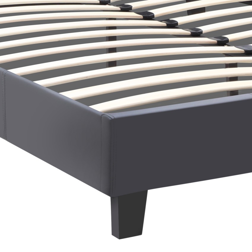Κρεβάτι Flat από τεχνόδερμα χρώμα μαύρο ματ 150x200εκ.