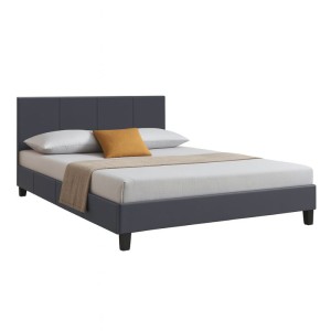 Κρεβάτι Flat από τεχνόδερμα χρώμα μαύρο ματ 140x190εκ. Κρεβάτι Flat από τεχνόδερμα χρώμα μαύρο ματ 140x190εκ.