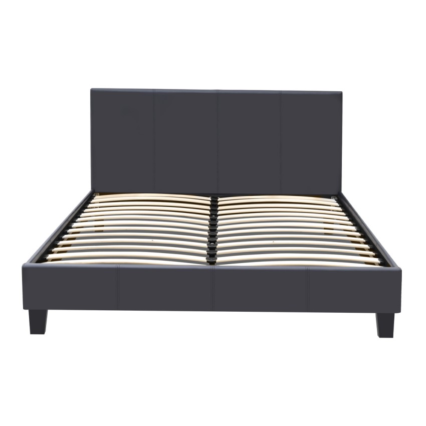 Κρεβάτι Flat από τεχνόδερμα χρώμα μαύρο ματ 140x190εκ.