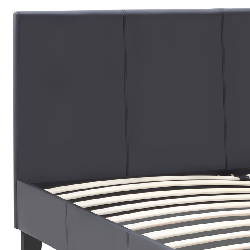 Κρεβάτι Flat από τεχνόδερμα χρώμα μαύρο ματ 140x190εκ.