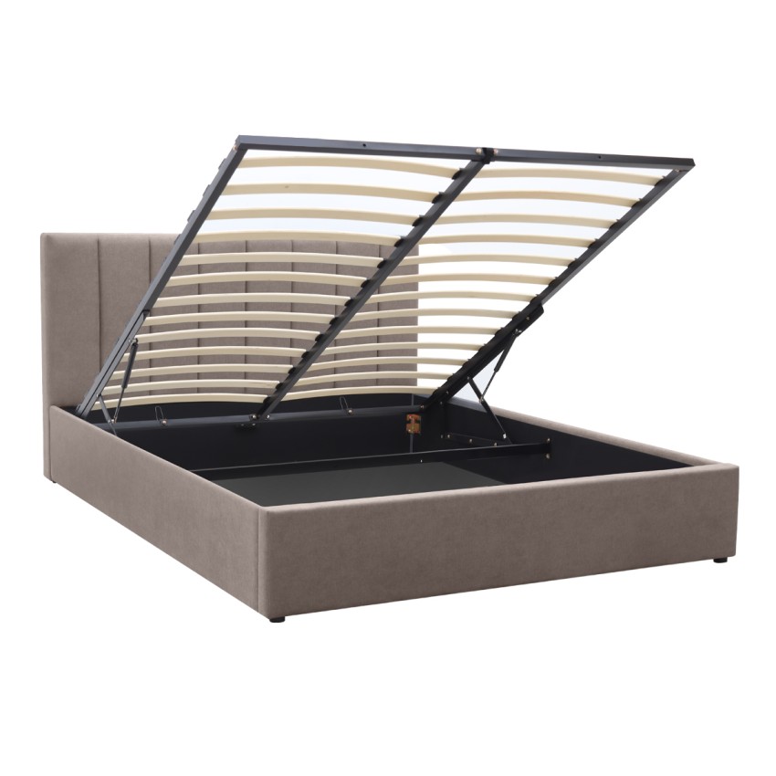 Κρεβάτι Renata υφασμάτινο με αποθηκευτικό χώρο χρώμα μπεζ 160x200εκ.