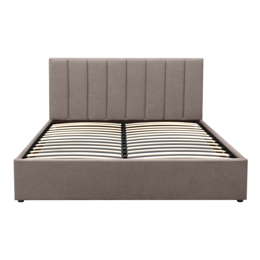 Κρεβάτι Renata υφασμάτινο με αποθηκευτικό χώρο χρώμα μπεζ 160x200εκ.