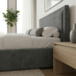 Κρεβάτι Velar Γκρι 160x200εκ. με Αποθηκευτικό Χώρο | Υφασμάτινο Κρεβάτι Κοτλέ