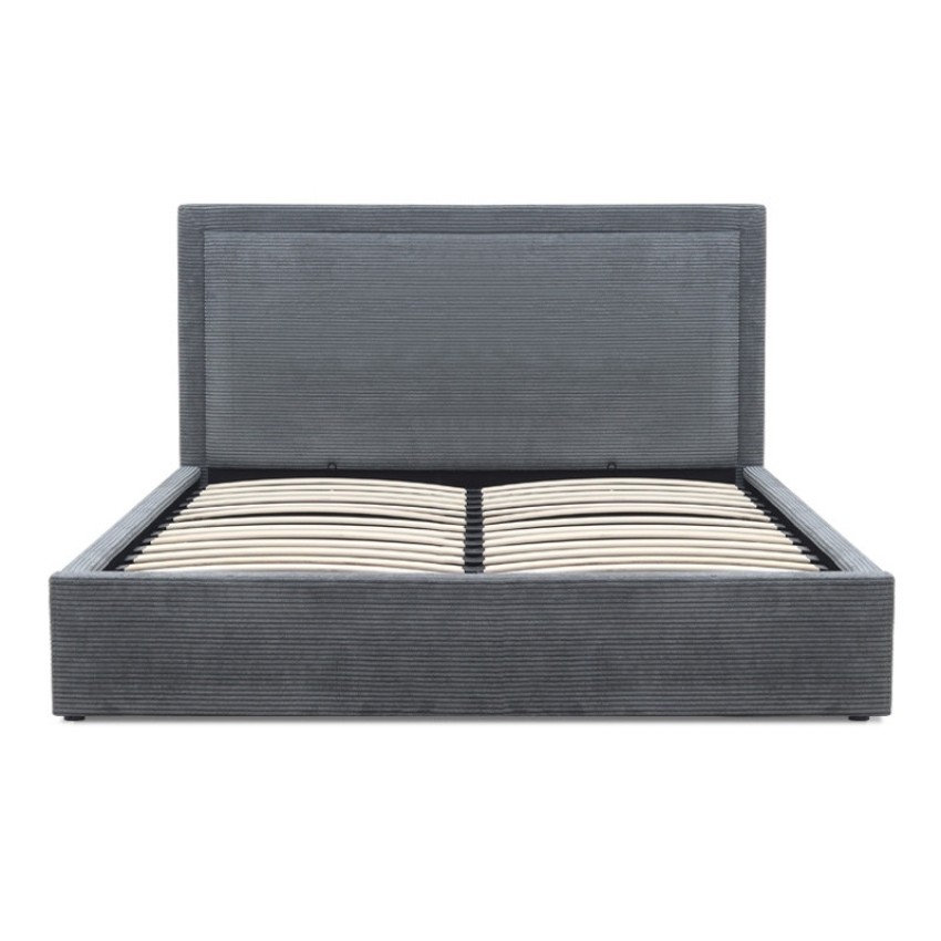 υφασμάτινο κρεβάτι γκρι με αποθηκευτικό χώρο 160x200 κοτλέ