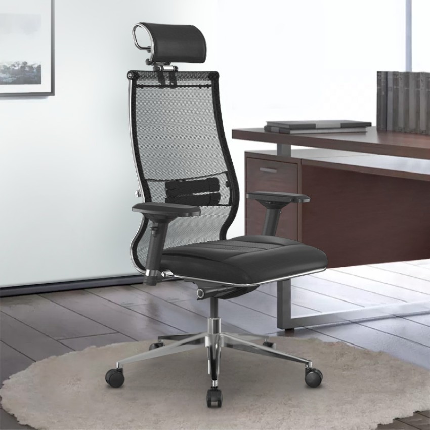 Καρέκλα γραφείου Samurai L2-6D εργονομική με ύφασμα TS Mesh και τεχνόδερμα χρώμα μαύρο 69x70x125/137εκ.