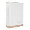 Ντουλάπα ρούχων Base τετράφυλλη από μελαμίνη σε χρώμα λευκό - sonoma 137x52x198εκ.