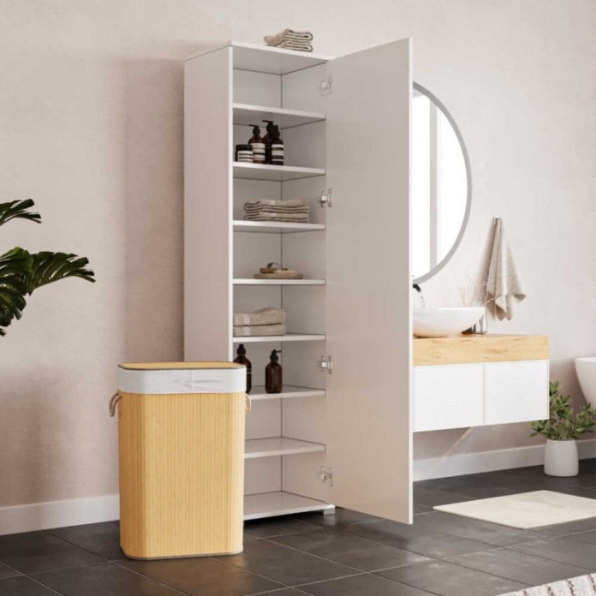 Ντουλάπα ρούχων - παπουτσοθηκη 16 ζευγών Diamond μονόφυλλη σε λευκό 50x35x187εκ.