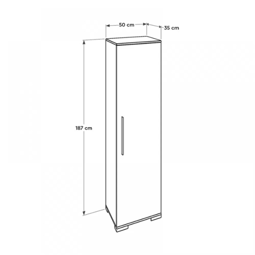 Ντουλάπα ρούχων - παπουτσοθηκη 16 ζευγών Diamond μονόφυλλη σε λευκό 50x35x187εκ.