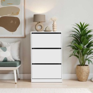 Παπουτσοθήκη μελαμίνης Flat Duo 18 ζεύγων σε χρώμα λευκό 73x26x119εκ.