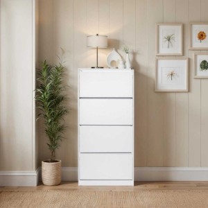 Παπουτσοθήκη μελαμίνης Flat Duo 24 ζευγών σε χρώμα λευκό 73x26x157εκ.