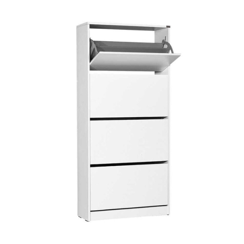 Παπουτσοθήκη μελαμίνης Flat Duo 24 ζευγών σε χρώμα λευκό 73x26x157εκ.