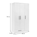 Ντουλάπα ρούχων Bianco τρίφυλλη χρώμα λευκό 103x52x187εκ.