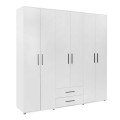 Ντουλάπα ρούχων Bianco εξάφυλλη χρώμα λευκό 206x52x213εκ.