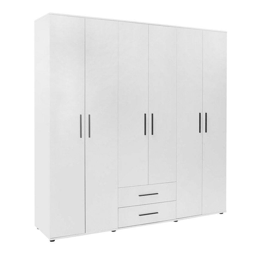 Ντουλάπα ρούχων Bianco εξάφυλλη χρώμα λευκό 206x52x213εκ.