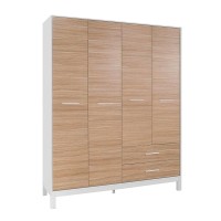 Ντουλάπα ρούχων London τετράφυλλη χρώμα oak - λευκό 159x52x202εκ.