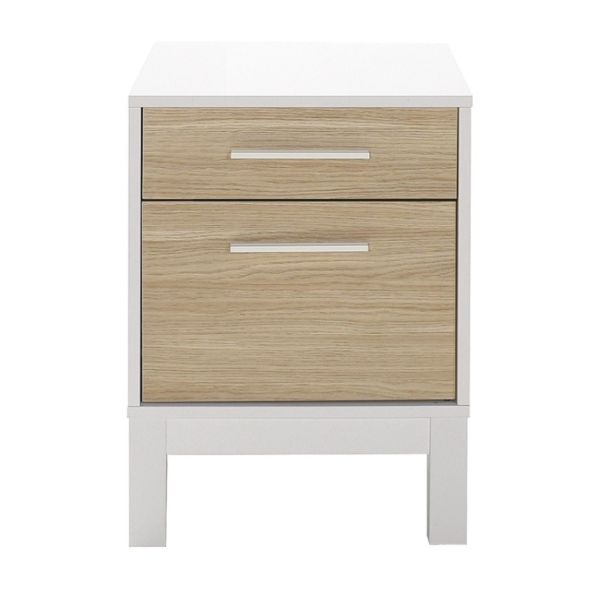 Κομοδίνο London χρώμα λευκό - oak 45x41x60εκ.