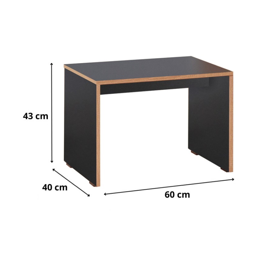 Τραπεζάκι σαλονιού - γραφείου Rio χρώμα ανθρακί 60x40x43εκ.