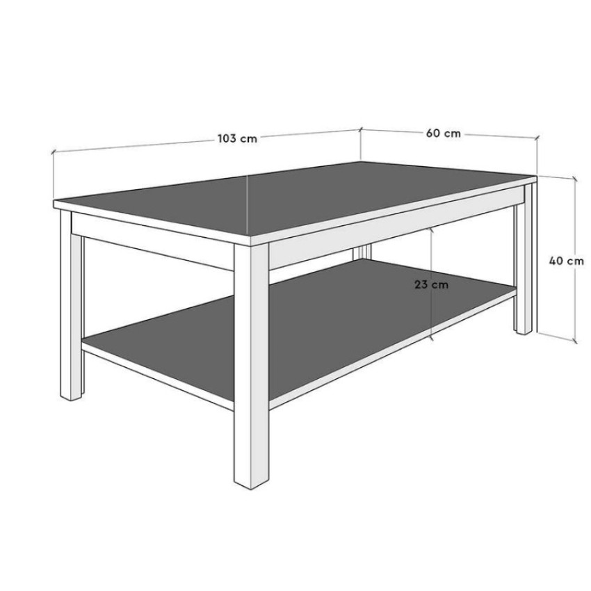 Τραπεζάκι σαλονιού Rustic χρώμα λευκό 103x60x40εκ.