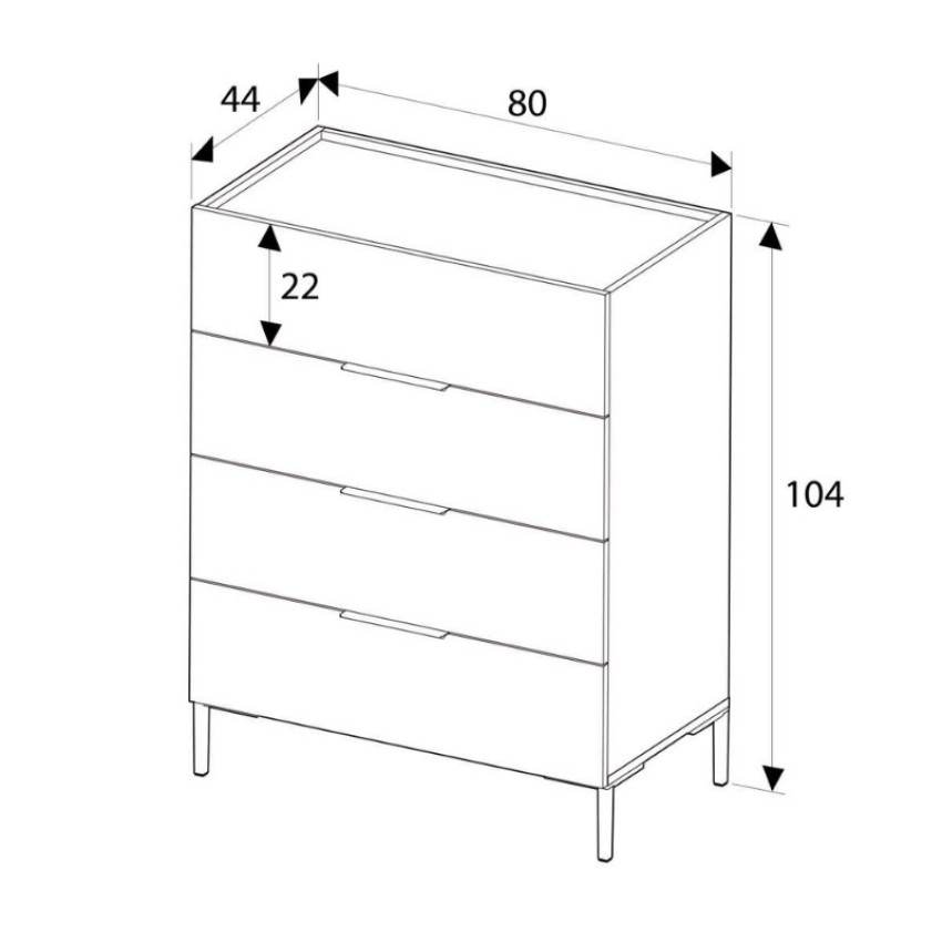 Συρταριέρα Oryana χρώμα καρυδί 80x44x104εκ.