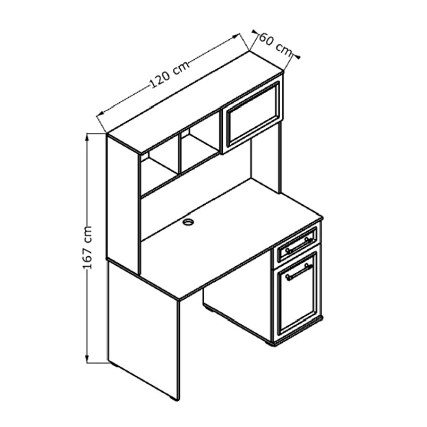 Γραφείο εργασίας Country χρώμα λευκό 120x60x167εκ.