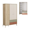 Ντουλάπα Ρούχων Terra Τρίφυλλη με 2 Συρτάρια Florida Oak 121x54x200 εκ.