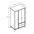 Ντουλάπα Ρούχων Terra Τρίφυλλη με 2 Συρτάρια Florida Oak 121x54x200 εκ.