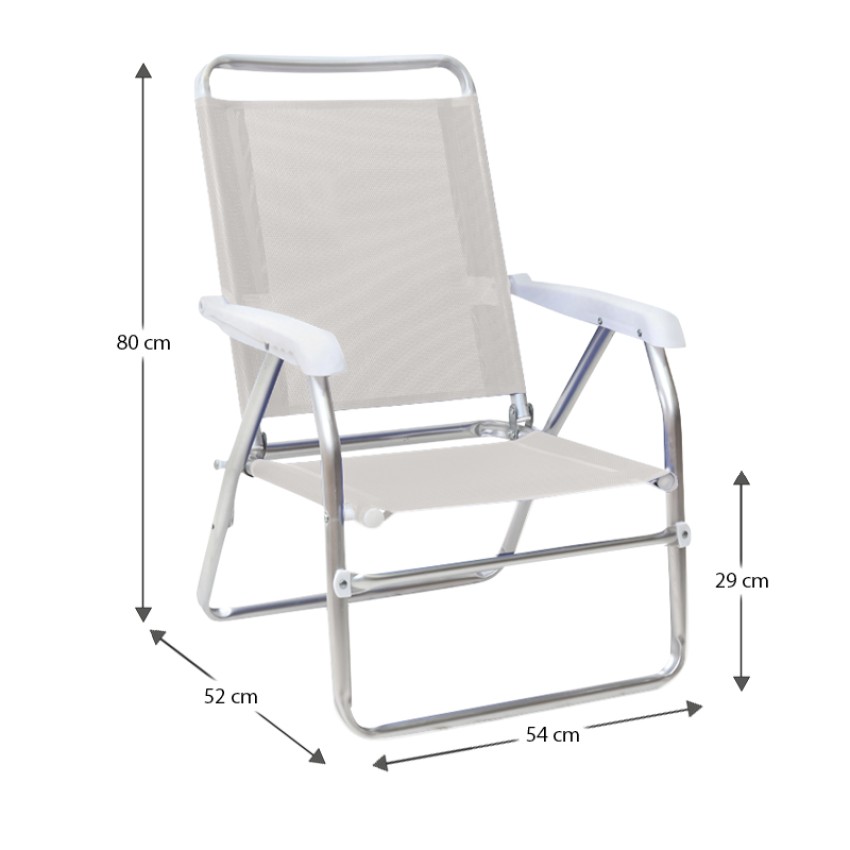 Καρεκλάκι παραλίας Alu αλουμινίου χρώμα λευκό 54x52x80εκ.