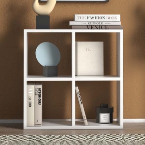 Βιβλιοθήκη Cube από μελαμίνη χρώμα λευκό 60x23x60εκ.