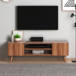 Έπιπλο τηλεόρασης Etna από μελαμίνη χρώμα καρυδί 120x30x40εκ.