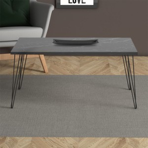 Τραπεζάκι σαλονιού Fiona μεταλλικό - μελαμίνης χρώμα μαύρο εφέ μαρμάρου 90x55x43εκ.