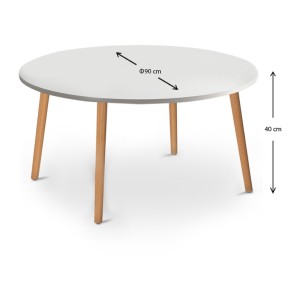 Τραπεζάκι σαλονιού Circle από μελαμίνη χρώμα λευκό 90x90x40εκ.