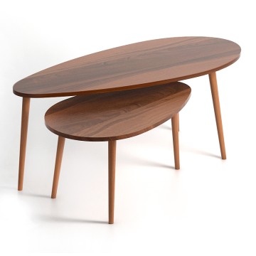 Βοηθητικά τραπεζάκια Elips από μελαμίνη χρώμα καρυδί 116x46x46εκ.