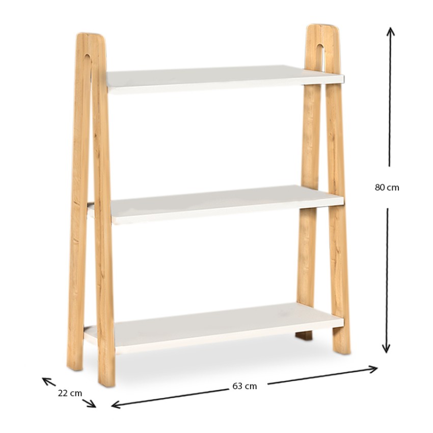 Βιβλιοθήκη Como από μελαμίνη χρώμα λευκό - oak 63x22x80εκ.