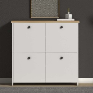 Παπουτσοθήκη - Μπουφές Cube 16 ζευγών από μελαμίνη χρώμα λευκό - oak 92x31x92εκ. Παπουτσοθήκη - Μπουφές Cube 16 ζευγών από μελαμίνη χρώμα λευκό - oak 92x31x92εκ.