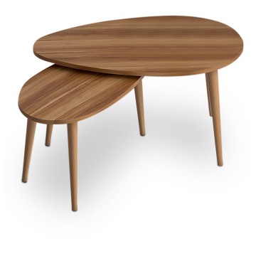 Σετ τραπεζάκια σαλονιού μελαμίνης Spline 2 τμχ. χρώμα καρυδί 80x40x46εκ.