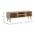 Έπιπλο τηλεόρασης Loren από μελαμίνη χρώμα oak 120x30x40εκ.