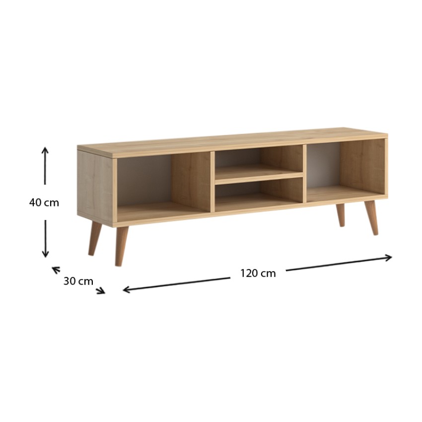 Έπιπλο τηλεόρασης Loren από μελαμίνη χρώμα oak 120x30x40εκ.