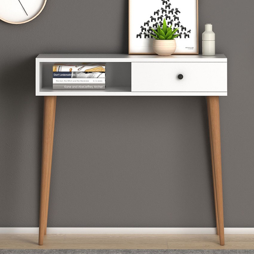 Κονσόλα μελαμίνης Napoli χρώμα λευκό 90x29x88εκ.