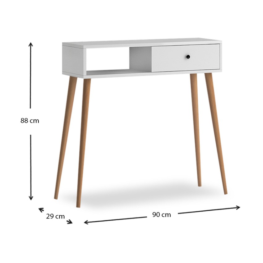 Κονσόλα μελαμίνης Napoli χρώμα λευκό 90x29x88εκ.