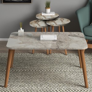 Τραπεζάκι σαλονιού σετ 4 τμχ Soul χρώμα μπεζ εφέ μαρμάρου 90x55x43εκ.