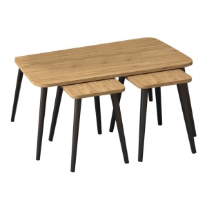 Τραπεζάκι σαλονιού σετ 3 τμχ Oliva χρώμα oak 90x55x46εκ.