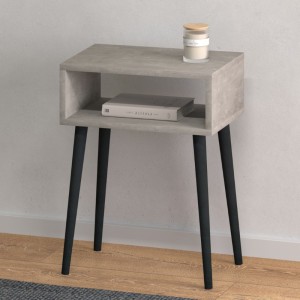 Κομοδίνο Fiona χρώμα γκρι ρετρό 45x30x58εκ.