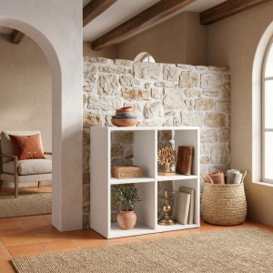 Βιβλιοθήκη Cube χρώμα λευκό 60x30x60εκ.