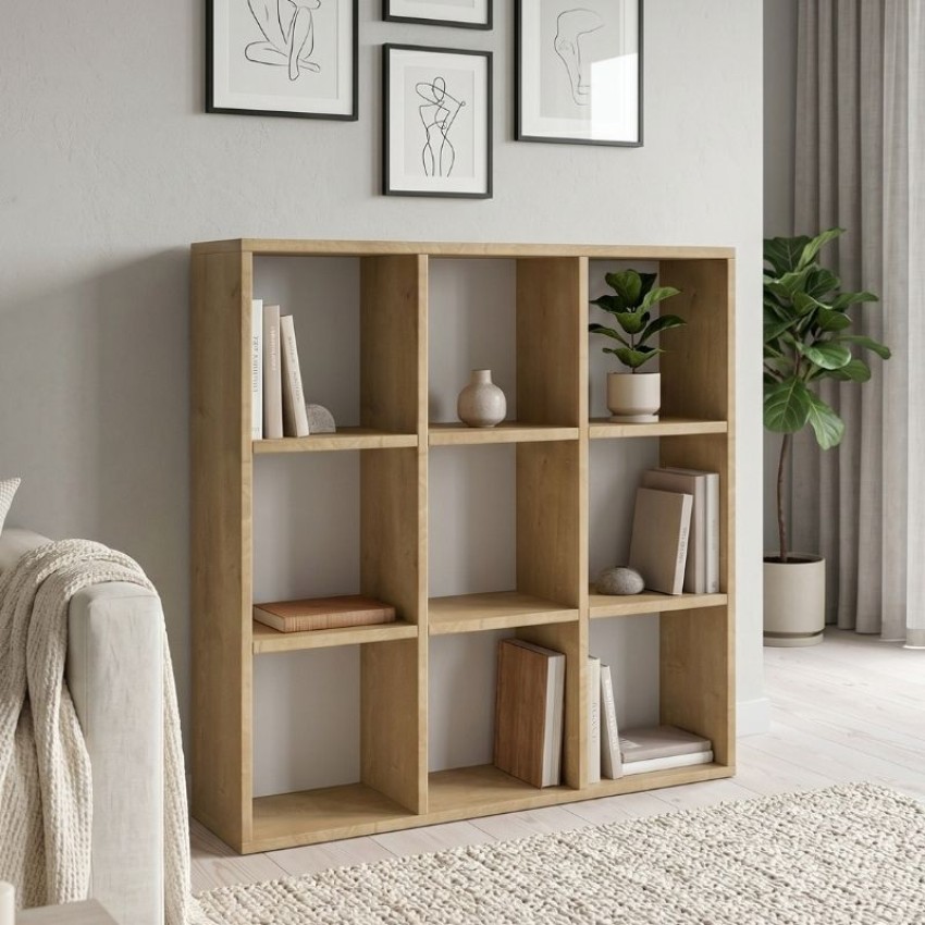 Βιβλιοθήκη Cube Sapphire Oak 90x30x90εκ. | Μοντέρνα Βιβλιοθήκη Σαλονιού